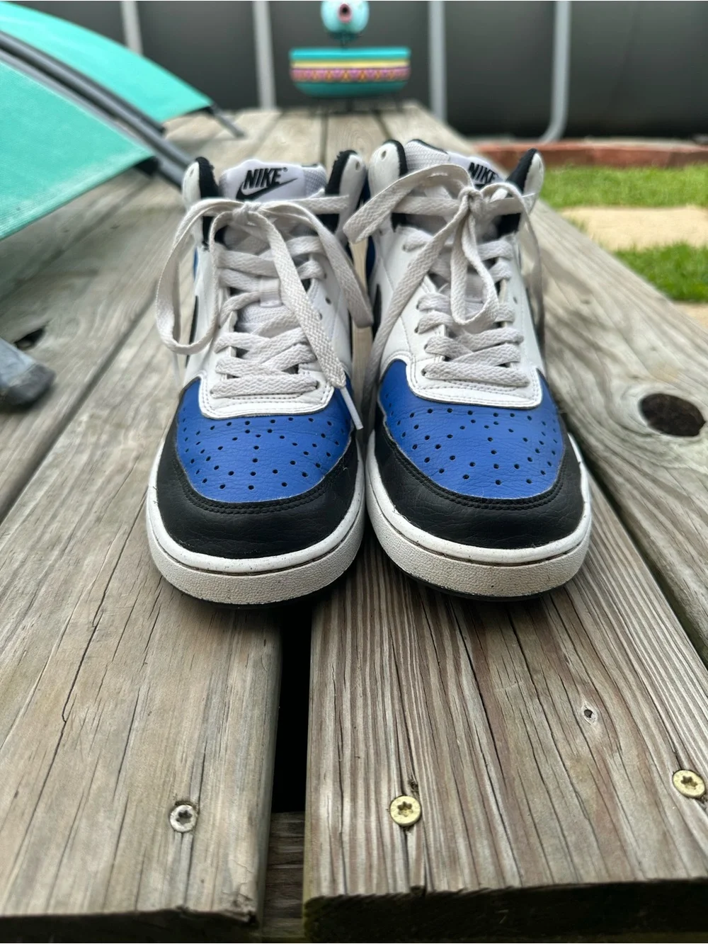 Nike High-Top Sneakers in Blue, White & Black